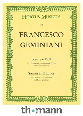 Rychlé Dodání Bärenreiter Geminiani Sonate e-moll Oboe