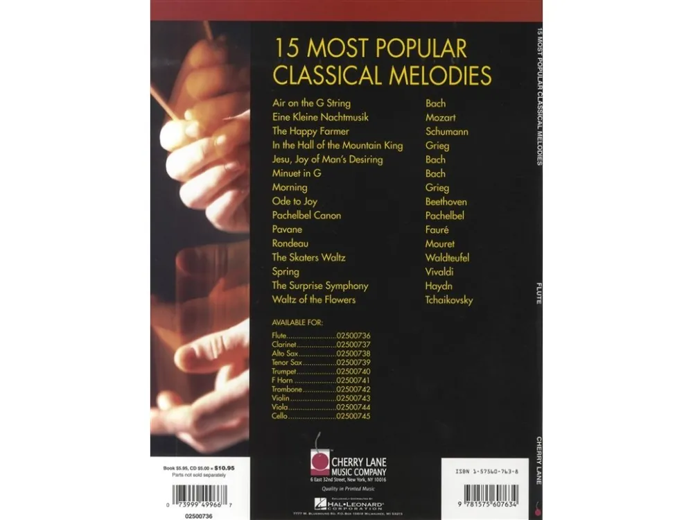 Dokud Zásoby Vydrží 15 MOST POPULAR CLASSICAL MELODIES + CD flute