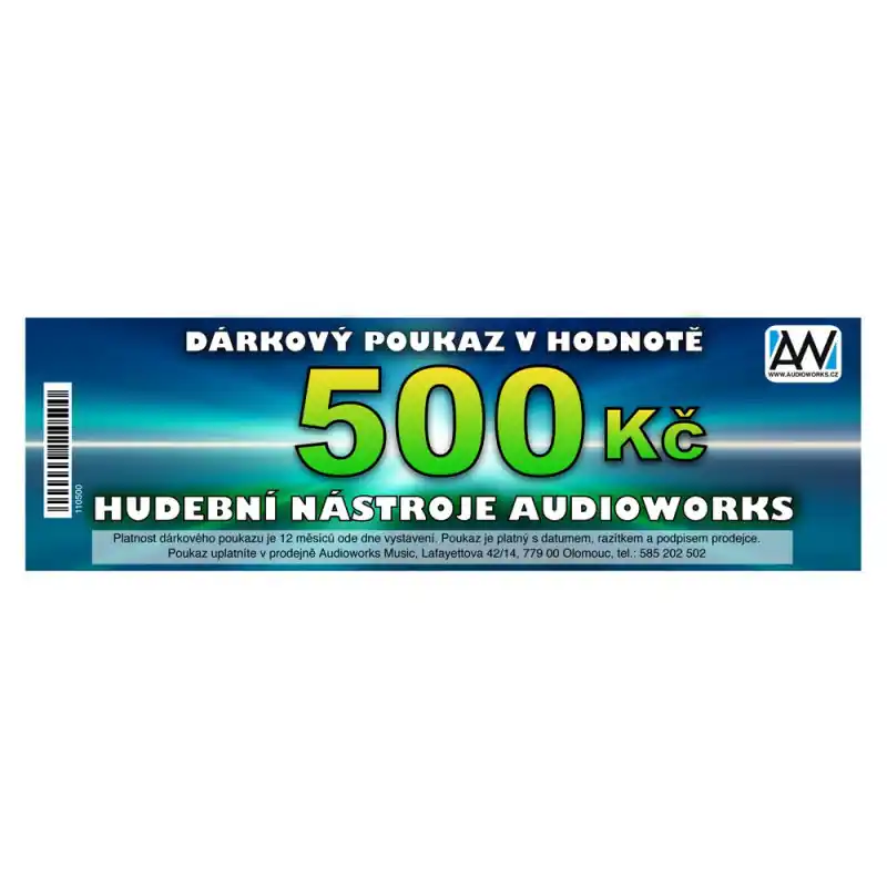 Novinka Dárkový poukaz Audioworks v hodnotě 500 Kč