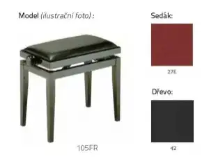 Stolička klavírní Discacciati 105FR/42/27E černá metalíza/červený viny Levný