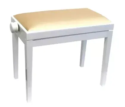 Must-Have Stolička klavírní Discacciati 105R/37/80M Bílý lesk/béžový semiš