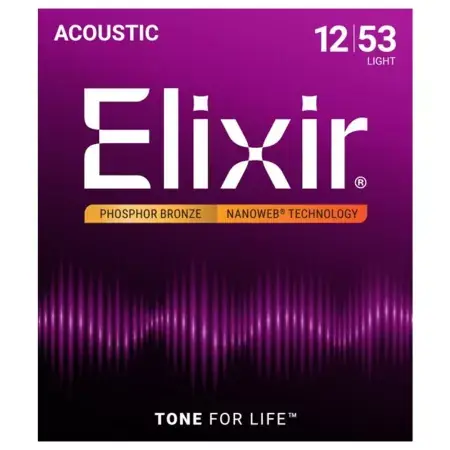 Struny kovové pro akustickou kytaru Elixir 16052 PB Light 12/53 Bezpečná Platba