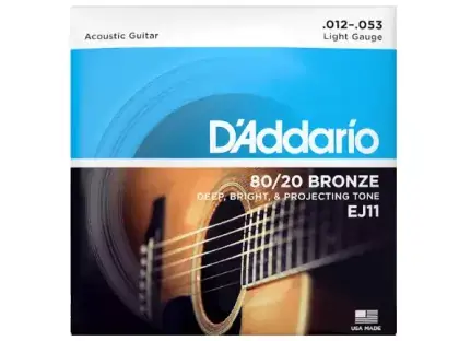 Struny kovové pro akustickou kytaru D‘Addario EJ11 80/20 Bronze Light .012 - .053 Super Cena