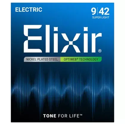 Struny pro elektrickou kytaru Elixir 19002 Super Light 9/42 Ihned K Objednání