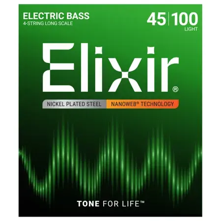 Struny pro baskytaru Elixir 14052 Light Long Scale 45/100 Nová Kolekce