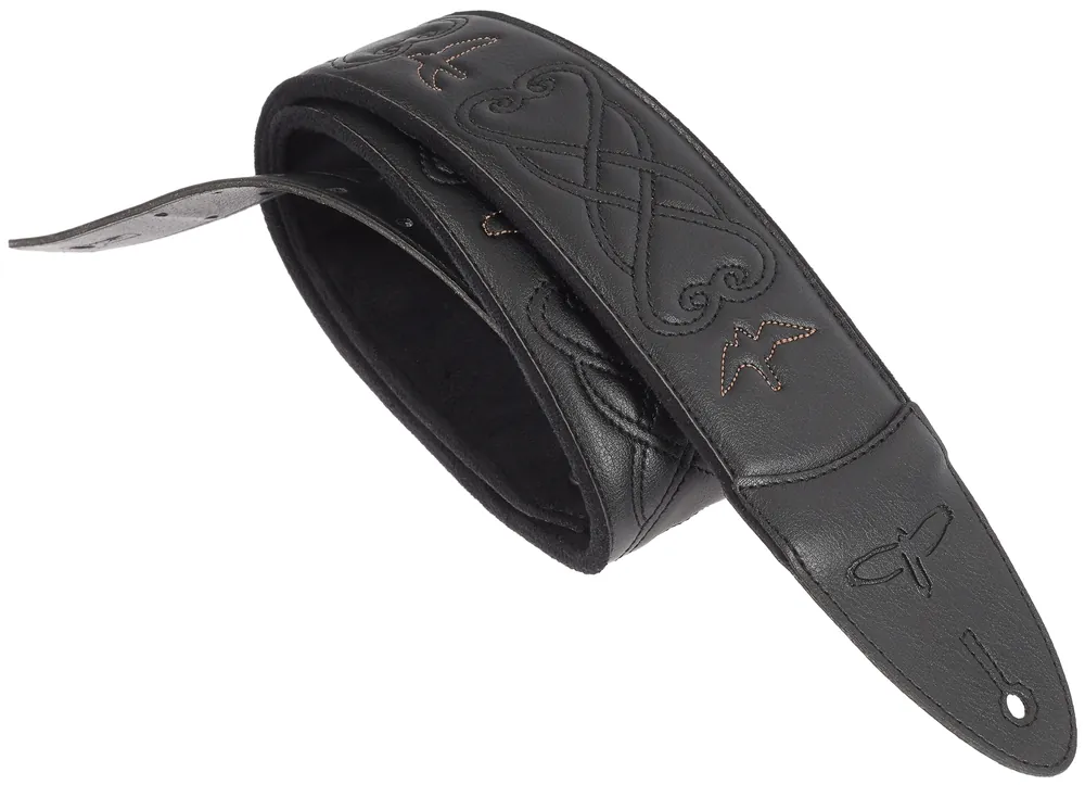 PRS 2.4" Padded Guitar Strap w/RAS Custom Leather Faux Birds Black Sleva