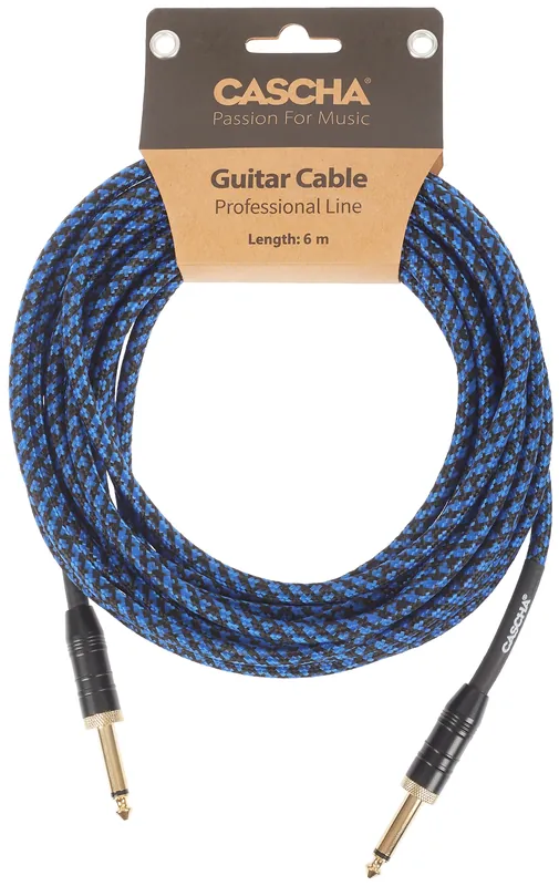 CASCHA Professional Line Guitar Cable, Straight, Tweed Blue, 6 m Sleva