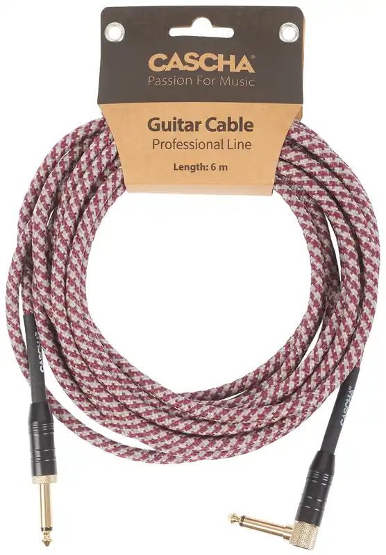 Aktuální CASCHA Professional Line Guitar Cable, Angled, Tweed Red, 6 m
