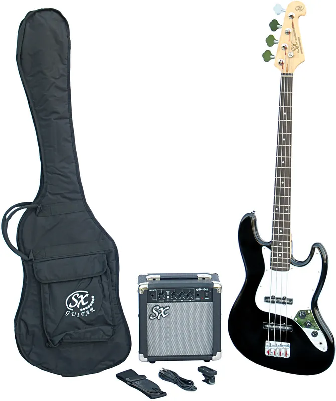Finální Výprodej SX SB1 Bass Guitar Kit Black Elektrická baskytara