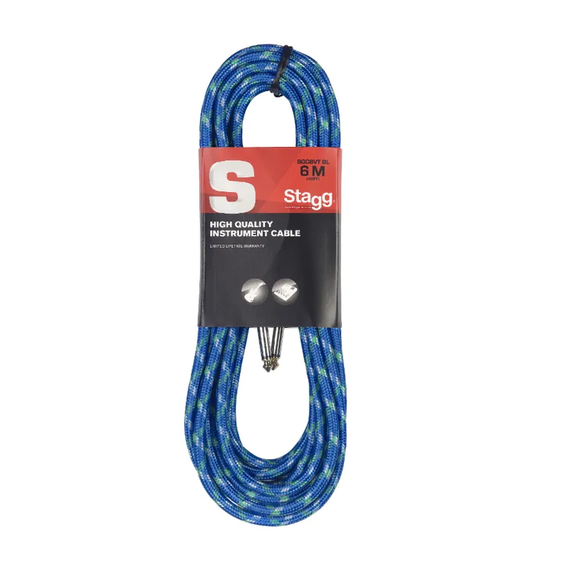 Stagg SGC6VT BL, nástrojový kabel Jack/Jack, 6 m, modrý Levný