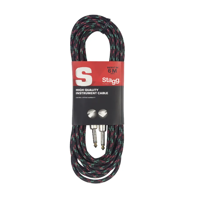 Stagg SGC6VT BK, nástrojový kabel Jack/Jack, 6 m, černý Speciální Cena