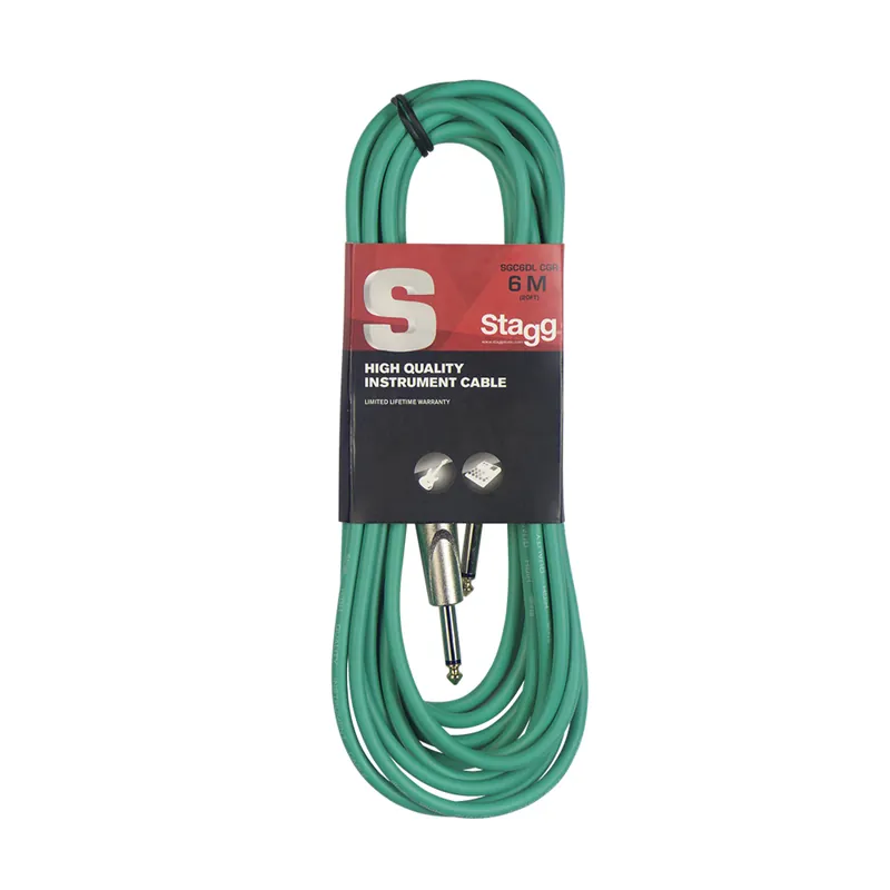 Stagg SGC6DL CGR, kabel JACK/JACK, 6 m, zelený Nejlepší Cena